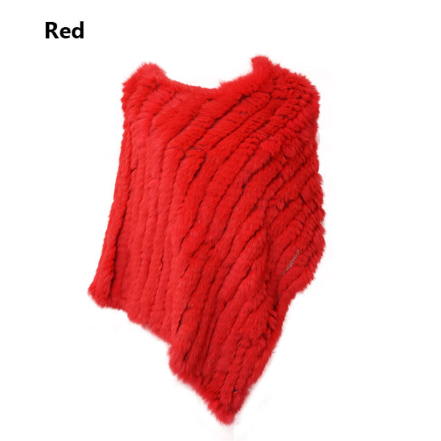 Real Rabbit Fur Knitted Natural Fur Poncho Vest Fashion Wrap Coat Shawl Lady Scarf Natural Fur Wedding Party Wholesale Cape