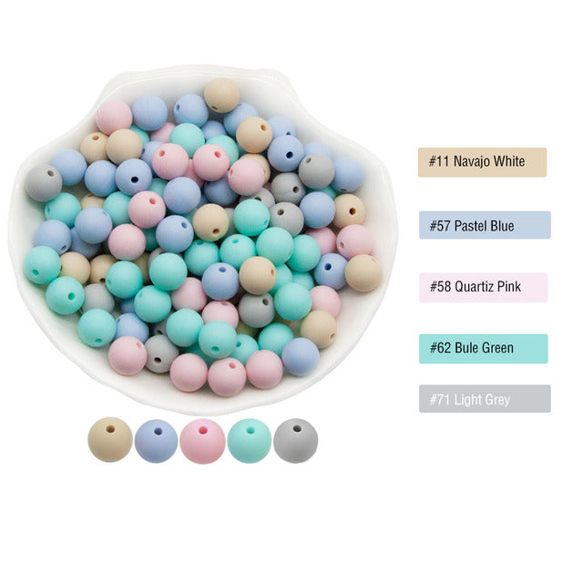 Cute-Idea 20 Stücke Silikon Runde Perlen 9 MM Baby Zahnen Kauperlen DIY Baby Nagetier Schnullerkette Spielzeug Zubehör Babyartikel