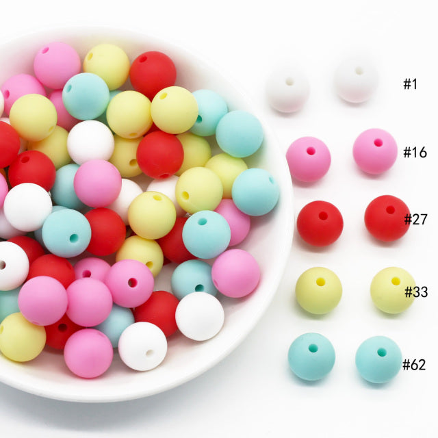 Cute-Idea 20Pcs Silicone Round Beads 9MM Baby Teething Chewable Beads DIY Baby Rodent Pacifier Chain Toys Accessories Baby Goods
