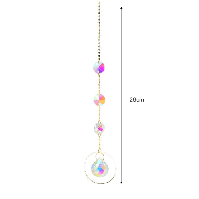 Chakra-Kristall-Kronleuchter, Regenbogenprisma, Windspiel, Anhänger, Regenbogenmacher, hängende Chakra-Kaskade