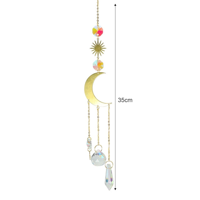 Chakra-Kristall-Kronleuchter, Regenbogenprisma, Windspiel, Anhänger, Regenbogenmacher, hängende Chakra-Kaskade