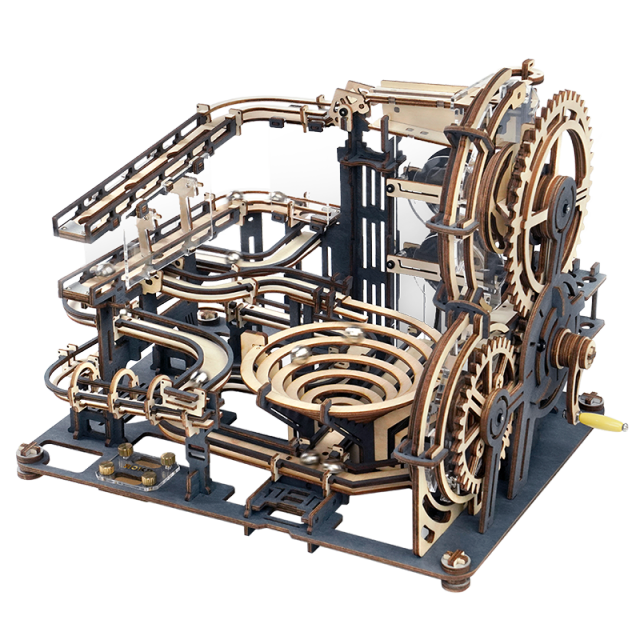 Robotime Rokr 5 Kinds Marble Run Set DIY Wooden Model Building Block Kits Assembly Toy Gift for Children Adult
