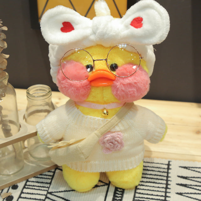 Pato de peluche Kawaii de 30cm, pato Lalafanfan, Animal relleno, muñeco suave, café, patos amarillos, regalo de cumpleaños creativo para niñas y niños