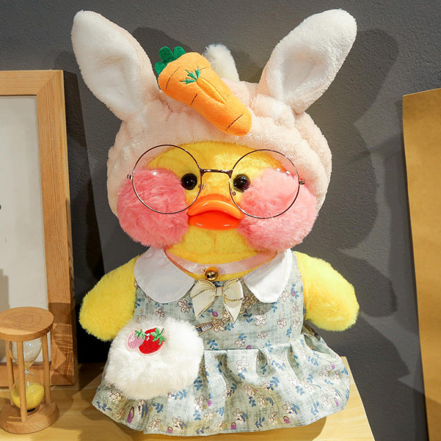 Pato de peluche Kawaii de 30cm, pato Lalafanfan, Animal relleno, muñeco suave, café, patos amarillos, regalo de cumpleaños creativo para niñas y niños