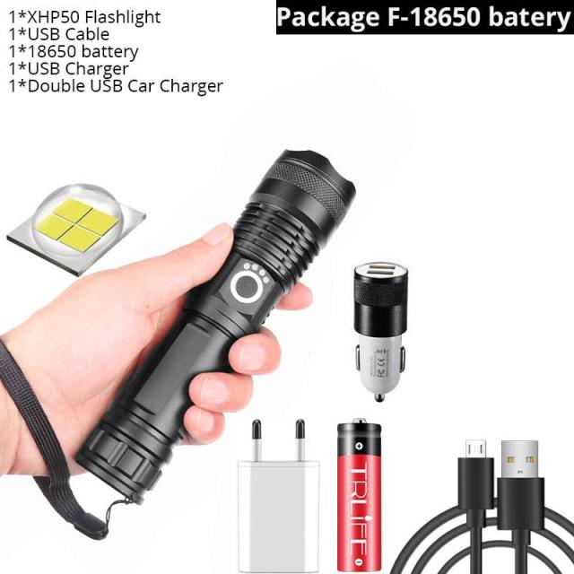 Drop Shipping xhp50.3most powerful flashlight 5 Modes usb Zoom led torch xhp50 18650 or 26650 battery Best Camping, Outdoor