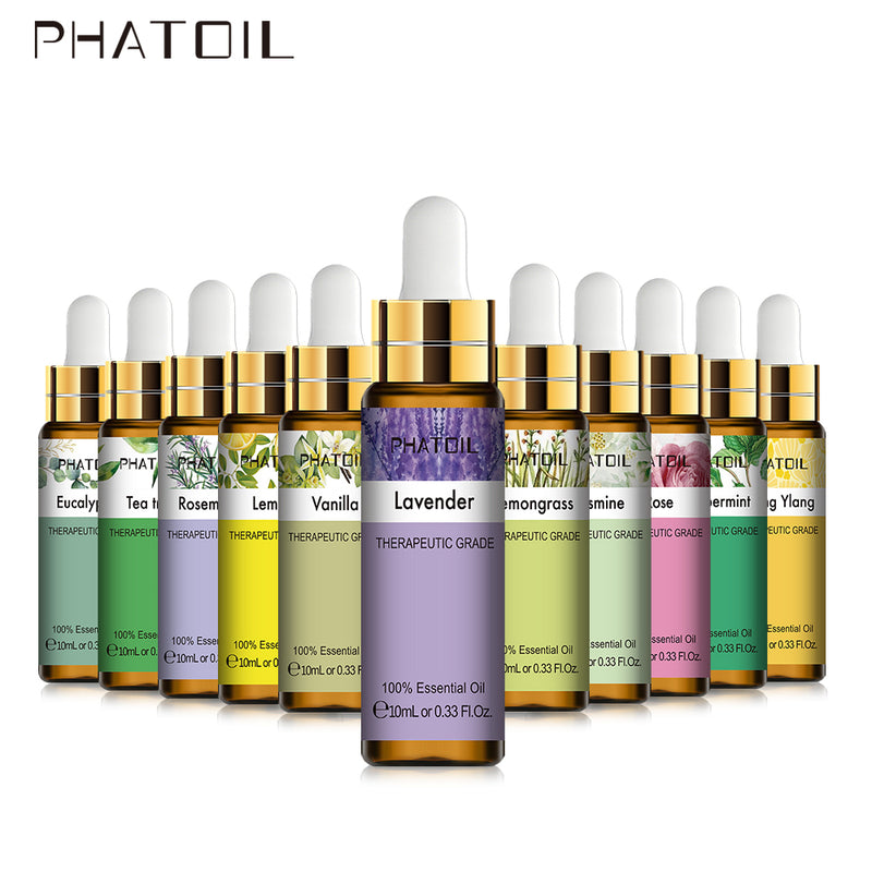 PHATOIL 10ML mit Pipette Lavendel Eukalyptus Vanille Reine natürliche ätherische Öle Rose Jasmin Ylang Ylang Diffusor Aromaöl