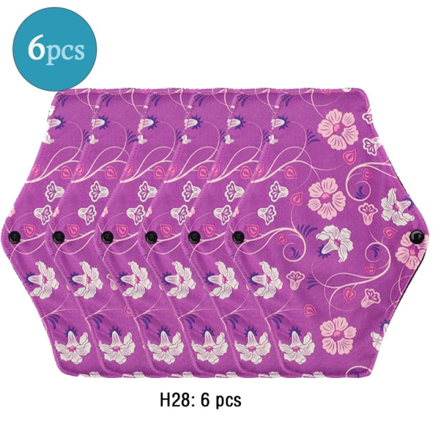 Reusable Menstrual Pads 6 pcs Women Washable Sanitary Napkin Pad Cotton Bamboo Charcoal Health Washable Menstrual Pad