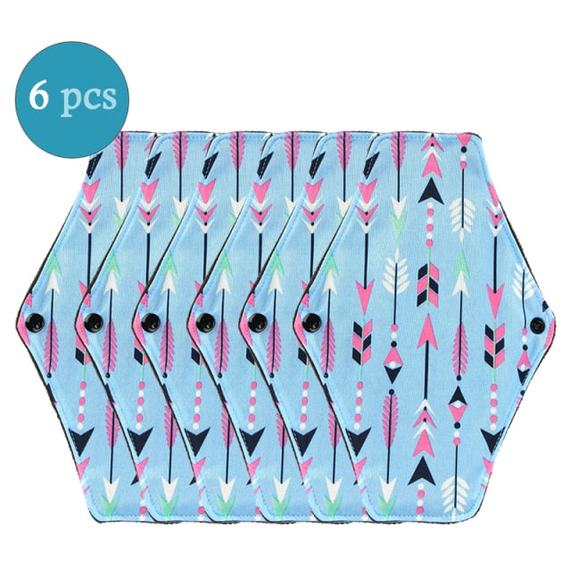Wiederverwendbare Menstruationseinlagen 6 Stück Frauen Waschbare Damenbinde Pad Baumwolle Bambuskohle Gesundheit Waschbare Menstruationseinlage