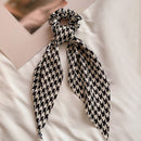 Korea Long Ribbon Pearls Hair Bands Bow Hair Scrunchies For Women Girls Summer Floral Print Pontail Hair Ties Hair Accessories