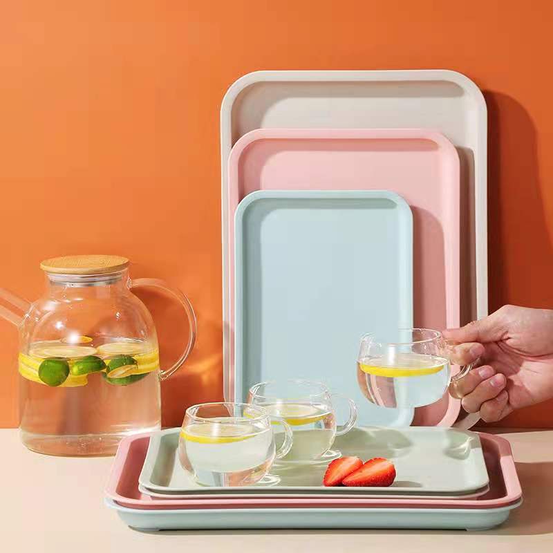 Exquisite Nordic Creative Multi-Function Rectangular Plastic Serving Tray Kitchen Organizer Home Kitchen Fruit Dessert Tray