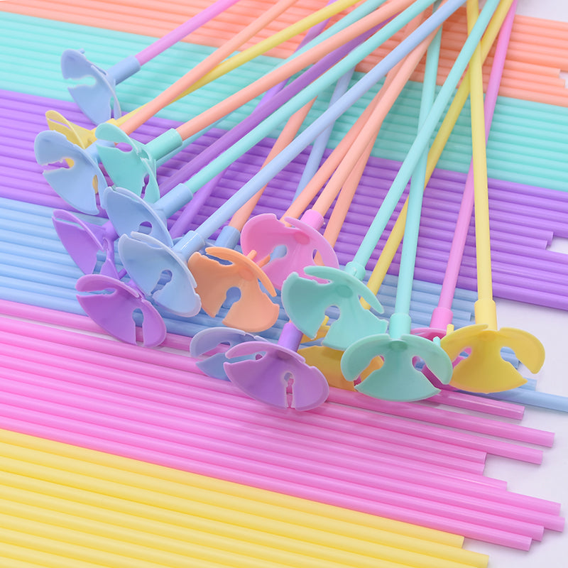 10-50pcs 30cm Latex Balloon Stick Multicolor Plastic Balloon Holder Cups for Wedding Birthday Decoration Accessories