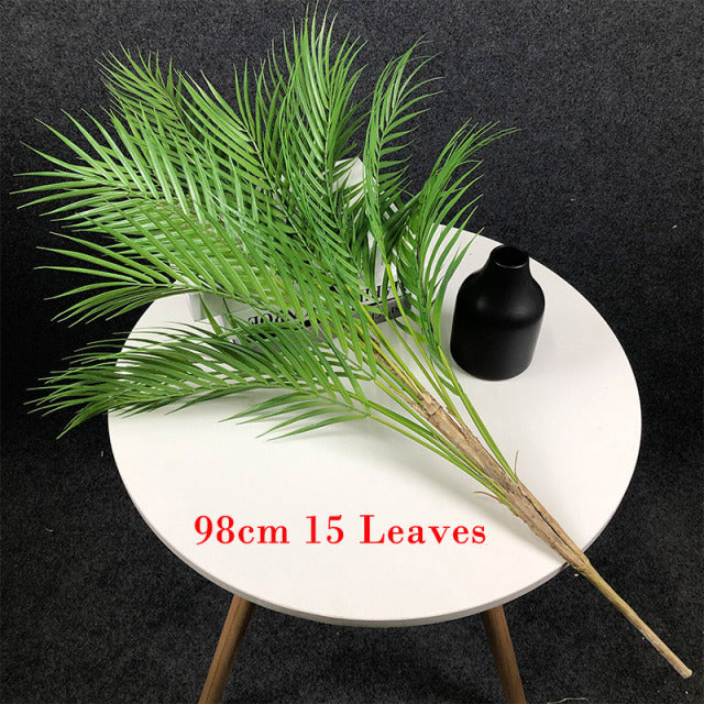 125cm Large Artificial Palm Tree Tropical Plants Branches Plastic Fake Leaves Green Monstera For Home Garden Room Office Decor
