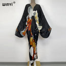 Sexy bech high-quality hand-rolled feel silk rayon fashion print 2021 WINYI Maxi women&