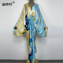 Sexy bech high-quality hand-rolled feel silk rayon fashion print 2021 WINYI Maxi women&