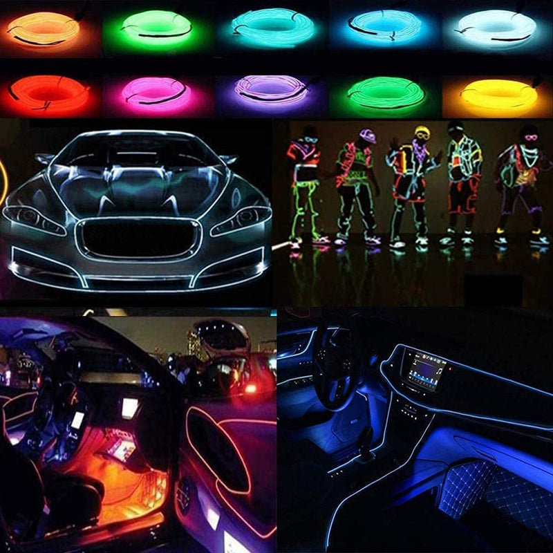 1m/2m/3m/5m, tiras de iluminación Interior LED de neón para coche, tira LED automática, guirnalda, cuerda de alambre, lámpara decorativa para coche, tubo Flexible