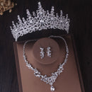 Wunderschöne Silber Farbe Kristall Brautschmuck Sets Mode Diademe Krone Ohrringe Halsband Halskette Frauen Hochzeitskleid Schmuck Set