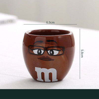 1-Pcs M&amp;Ms Beans Tea Cups Mini Cute Cartoon Ceramics Coffee Mugs Thermal Breakfast Water Bottle Christmas Birthday Gift