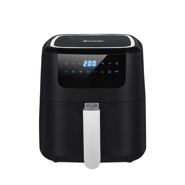 BioloMix Air Fryer One Touchscreen mit 8 Kochfunktionen, antihaftbeschichteter Doppeltopf, 5 l schwarzer, ölfreier Air Fryers Ofen