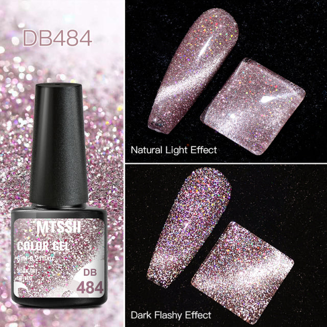 Mtssii 6ml Reflective Glitter Gel Nail Polish 8Colors Sparkling Auroras Laser Nail Gel Semi Permanent Soak Off UV Gel Varnish