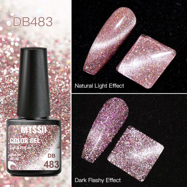 Mtssii 6ml Reflective Glitter Gel Nail Polish 8Colors Sparkling Auroras Laser Nail Gel Semi Permanent Soak Off UV Gel Varnish