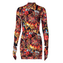 Artsu Zebra Print Women Mini Dress Long Sleeve With Gloves Turtleneck Bodycon Sexy Dresses Autumn Winter Slim Club 42016