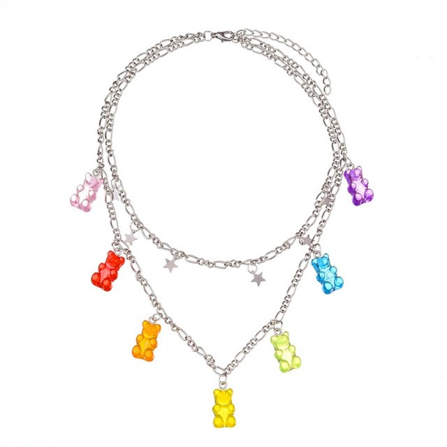 Cartoon-Regenbogen-Süßigkeitsbär Ins Farbiges Gummibärchen-Bären-Bounce-Di-Hip-Hop-Gelee-Farben-Armband-Mädchen-Armband-Geschenk