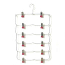 1PC Multilayer Clothes Hangers with 12 Clips Clothing Storage Rack Holder Drying Wardrobe Folding Pants Clothes Metal Skirt Rack