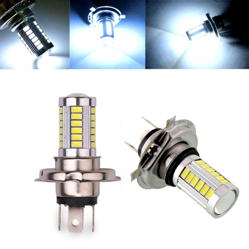 2 uds lámpara LED para coche H4 H7 5630 33SMD 12V luz antiniebla blanca Super brillante Auto LED luz antiniebla delantera bombillas de lámpara de conducción de alta potencia