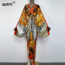 Sexy bech high-quality hand-rolled feel silk rayon fashion print 2021 WINYI Maxi women&