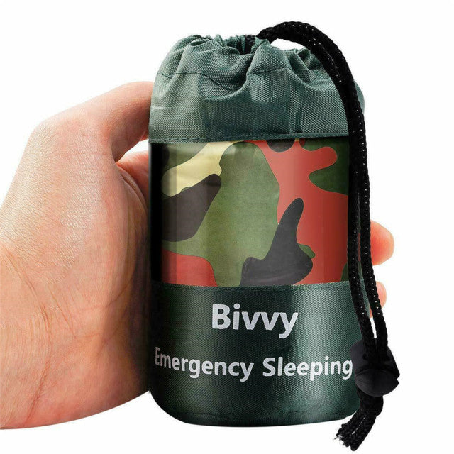 Camouflage Waterproof Emergency Sleeping Bag 120x200cm Portable Warmth Survival Camping Reusable, Send Original Storage Bag
