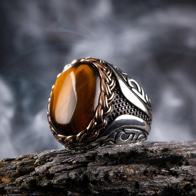 Anillo de sello turco hecho a mano Vintage de 30 estilos para hombres y mujeres, anillos Punk de piedra de ónix negro de Color plateado antiguo, joyería religiosa