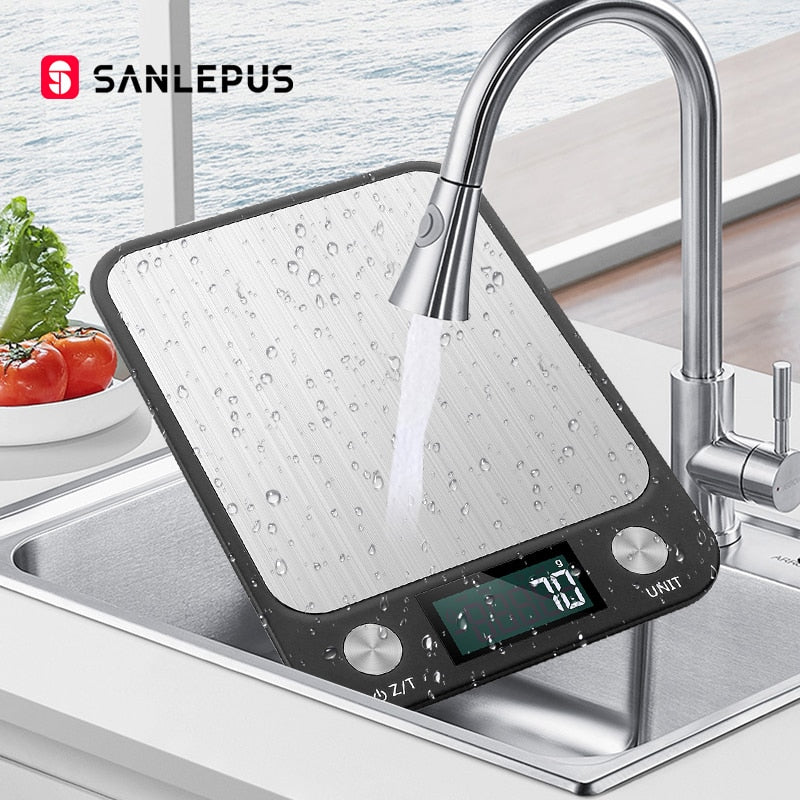 Báscula de cocina 10Kg/22lbs Báscula digital para alimentos con precisión de 0,05 onzas/1 gramo, diseño de acero inoxidable para cocinar y hornear