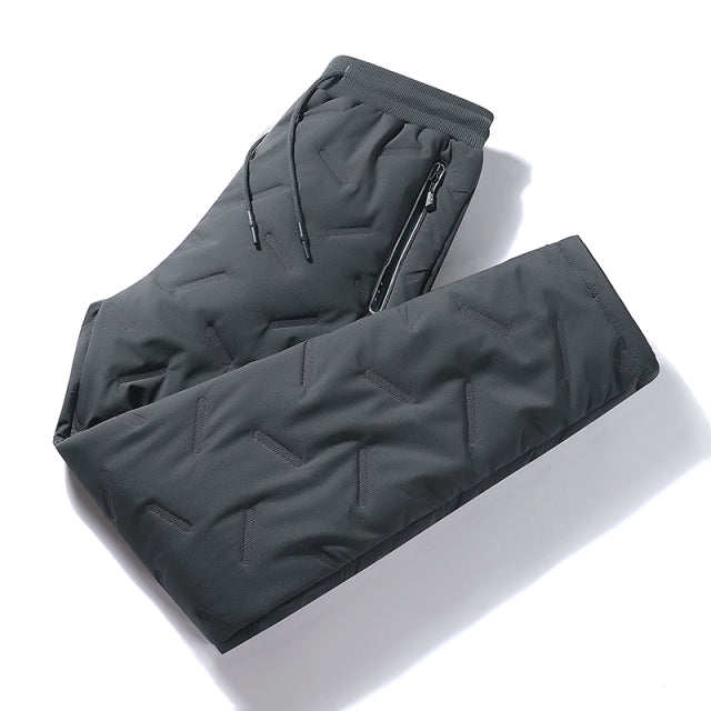 Pantalones de chándal de lana gruesa con bolsillos y cremallera para invierno