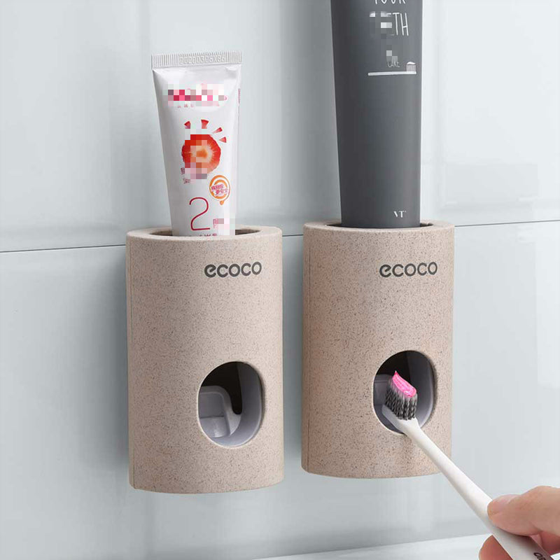 Dispensador automático de pasta de dientes, colgador de pared no tóxico, exprimidor de pasta de dientes a prueba de polvo, soporte rápido para pasta de dientes de paja para el hogar