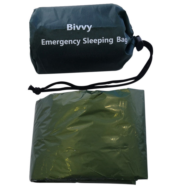 Saco de dormir de emergencia impermeable de camuflaje 120x200cm portátil calor supervivencia Camping reutilizable, enviar bolsa de almacenamiento Original