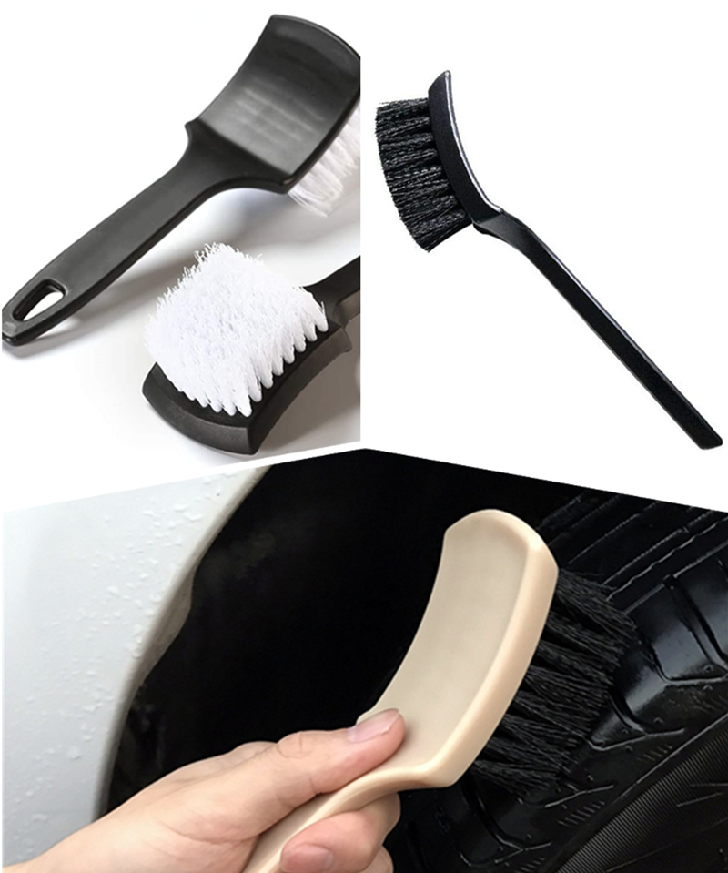 Auto Tire Rim Brush Wheel Hub Cleaning Brushes Car Wheels Detailing Cleaning Accessories Black White Tire Auto Washing Tool