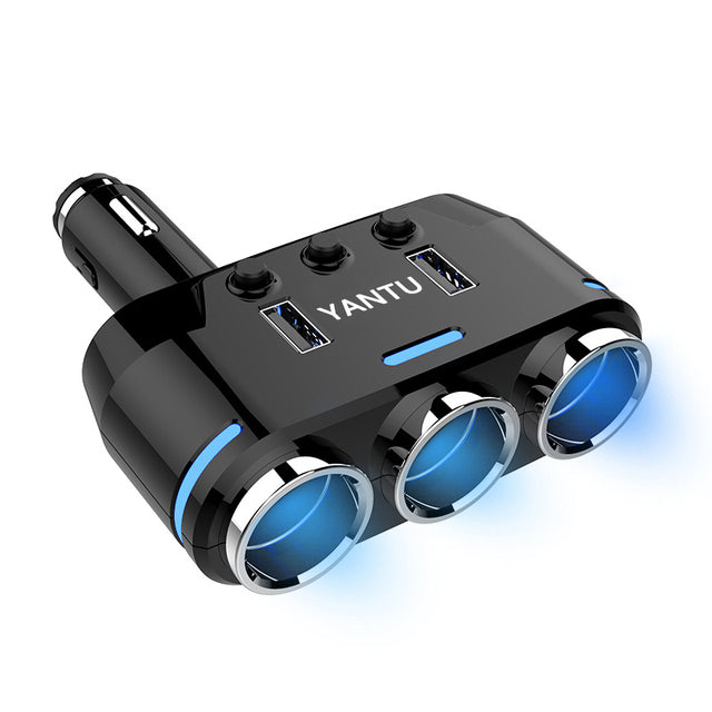 12V-24V Car Cigarette Lighter Socket Splitter Plug LED USB Charger Plug Adapter Port 3 Way Auto For Mobile Phone DVR Accessories