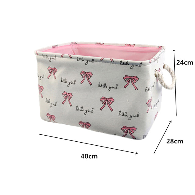 Cute Pink Folding Laundry Basket For Kids Toy Book Storage Basket Sundries Clothes Organizer Storage Box Home Container Barrels