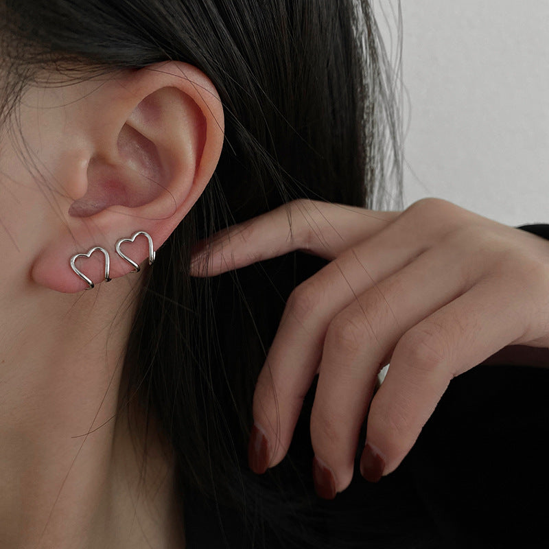 2022 Korea Silber Farbe Metall Geometrische Herz Ohr Manschette Stapelbar Einfache C-Form Ohrclip Ohrringe für Frauen Ästhetischen Schmuck