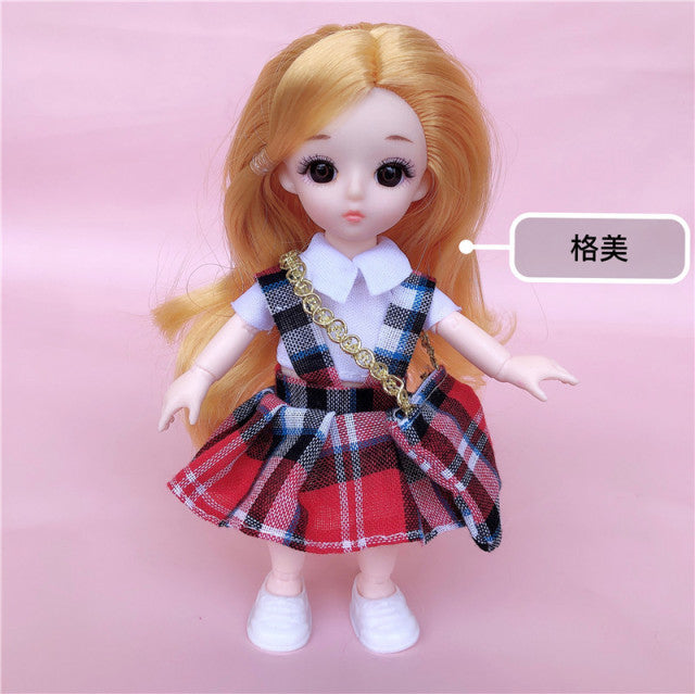 Mini muñeca BJD de 16cm, 13 articulaciones móviles, 1/12, muñeca de princesa de pelo multicolor y ropa, puede vestir a niñas, juguetes DIY, regalos de cumpleaños