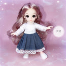 BJD Mini 16cm Doll 13 Movable Joints 1/12 Multi-color Hair Princess Doll and Clothes Can Dress Up Girls DIY Toys Birthday Gifts