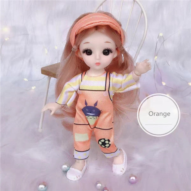 BJD Mini 16cm Doll 13 Movable Joints 1/12 Multi-color Hair Princess Doll and Clothes Can Dress Up Girls DIY Toys Birthday Gifts