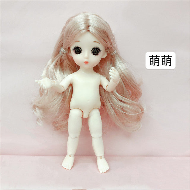 BJD Mini 16cm Doll 13 Movable Joints 1/12 Multi-color Hair Princess Doll and Clothes Can Dress Up Girls DIY Toys Birthday Gifts