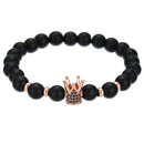 2022 Fashion Micro CZ King Crown Charm Armband handgemachte Stretch Herren 8mm Kupferperlen Frauen Armband Armreif Schmuck