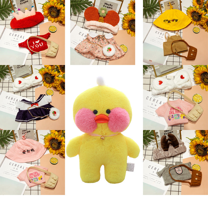 clothes for duck 30 cm lalafanfan duck toy doll accessories with headband bag sweater hat children&