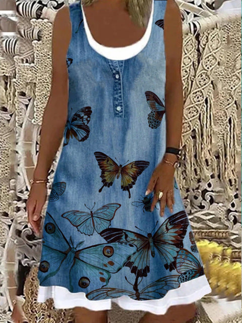 Women 2022 Loose Vintage Ruffles Strip Befree Dress Large Big Printed Patchwork Summer Boho Casual Party Beach Dresses Plus Size