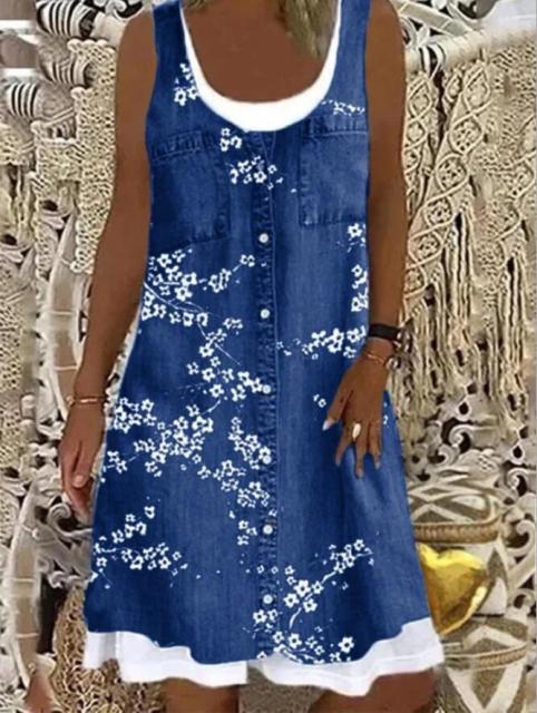 Women 2022 Loose Vintage Ruffles Strip Befree Dress Large Big Printed Patchwork Summer Boho Casual Party Beach Dresses Plus Size