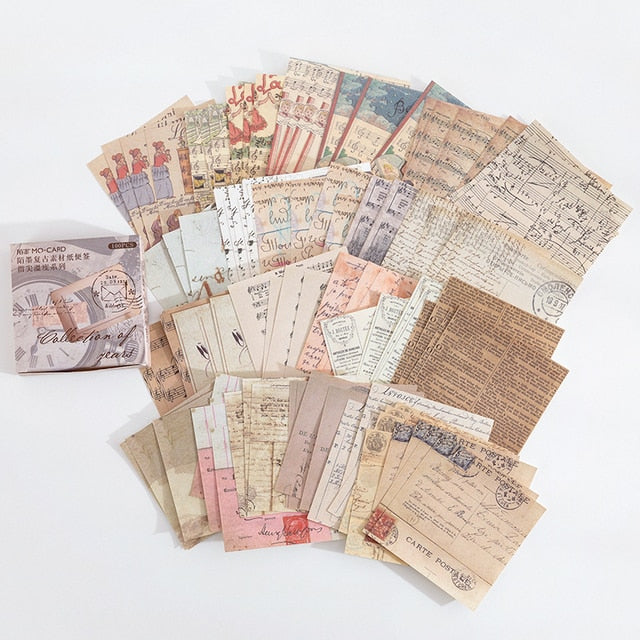 Warm 100 Pcs/Pack Vintage Pattern Stationery Scrapbooking Pack Retro Material Paper DIY Collage Decoration Base Background Paper