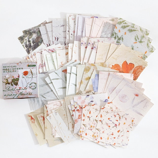 Warm 100 Pcs/Pack Vintage Pattern Stationery Scrapbooking Pack Retro Material Paper DIY Collage Decoration Base Background Paper