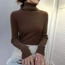 Zoki New 2022 Women Pullover Turtleneck Sweater Autumn Long Sleeve Slim Elastic Korean Simple Basic Cheap Jumper Solid Color Top
